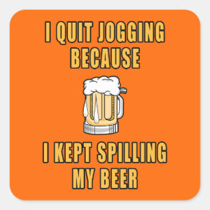 Pegatina Cuadrada Beer Jogging