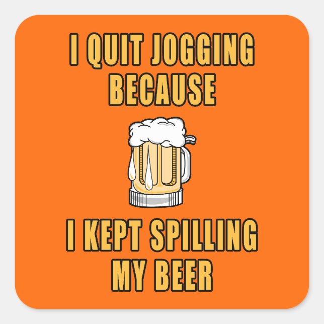 Pegatina Cuadrada Beer Jogging (Anverso)