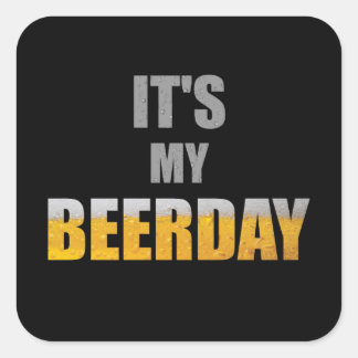 Pegatina Cuadrada Beerday / Cumpleaños - Idea de regalo de amante de