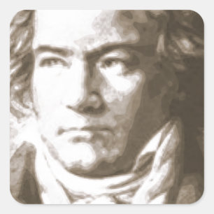 Pegatina Cuadrada Beethoven En Sepia