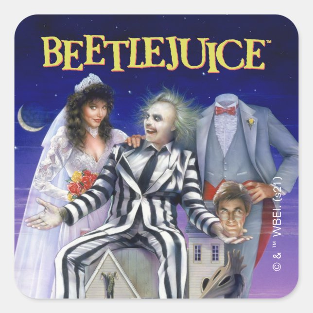 Pegatina Cuadrada Beetlejuice | Theatrical Poster (Anverso)