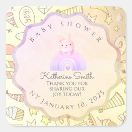 Pegatina Cuadrada BEIGE babyshower Adorable cute Celebration