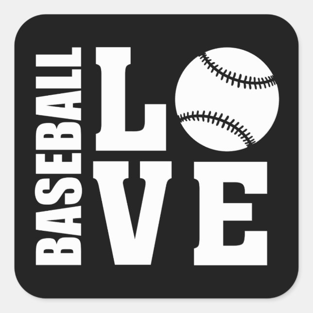 Pegatina Cuadrada Béisbol: Amor al Béisbol (Anverso)