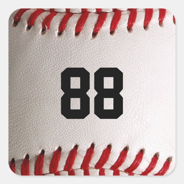 Pegatina Cuadrada Béisbol con número de Personalizable (Anverso)