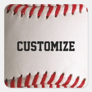 Pegatina Cuadrada Béisbol con texto de Personalizable