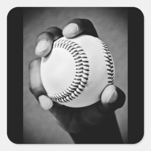 Pegatina Cuadrada béisbol en mano