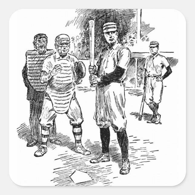 Pegatina Cuadrada Béisbol: Jugadores (Anverso)