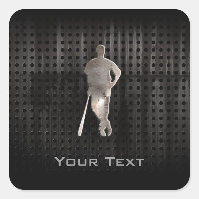 Pegatina Cuadrada Béisbol Rugoso (Anverso)