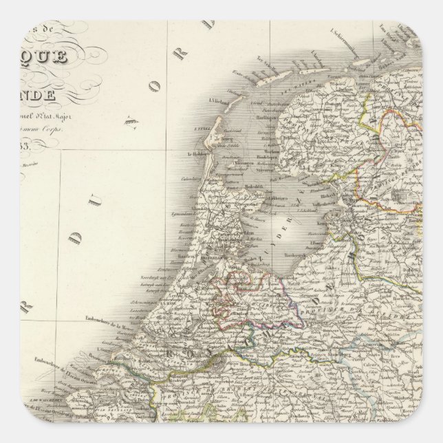 Pegatina Cuadrada Bélgica, Hollande - Bélgica, Holanda (Anverso)