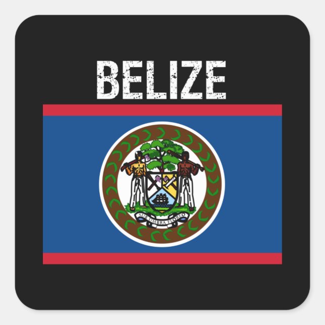Pegatina Cuadrada Belice, bandera de Belice (Anverso)
