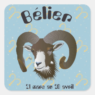Pegatina Cuadrada Bélier 21 mars 20 Autocollants au avril