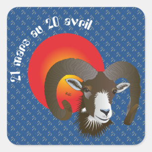 Pegatina Cuadrada Bélier 21 mars 20 Autocollants au avril
