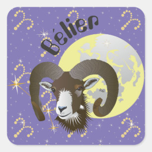 Pegatina Cuadrada Bélier 21 mars 20 Autocollants au avril