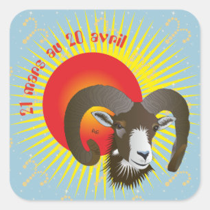 Pegatina Cuadrada Bélier 21 mars 20 Autocollants au avril