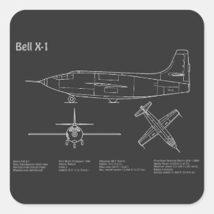 Pegatina Cuadrada Bell X-1 - Planes de Planes de Planes de Planes de
