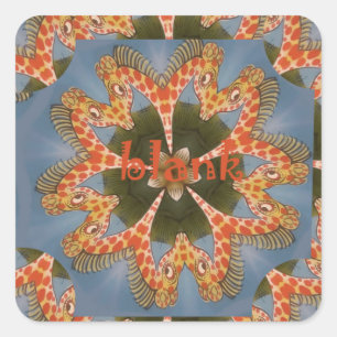 Pegatina Cuadrada Bella asombrosa jirafa africana colorida en blanco