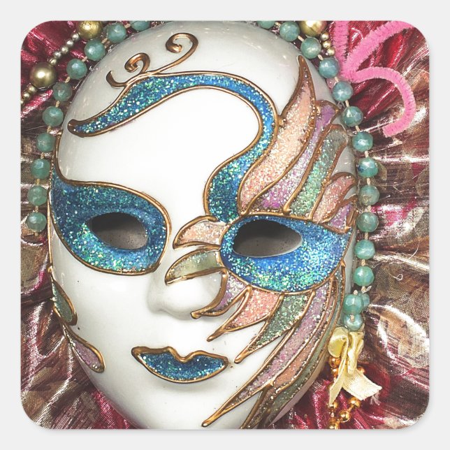 Pegatina Cuadrada Bella máscara de carnaval (Anverso)