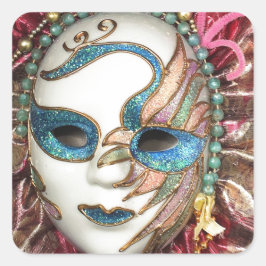 Pegatina Cuadrada Bella máscara de carnaval