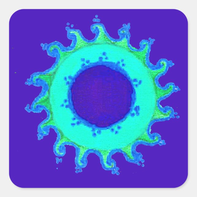 Pegatina Cuadrada Bella pintura de aceite de arte floral azul irland (Anverso)