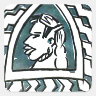 Pegatina Cuadrada Belleza africana Bongo arte tribal retrato masái