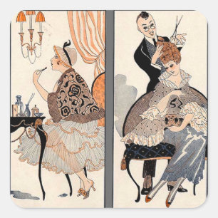 Pegatina Cuadrada Belleza Art Deco