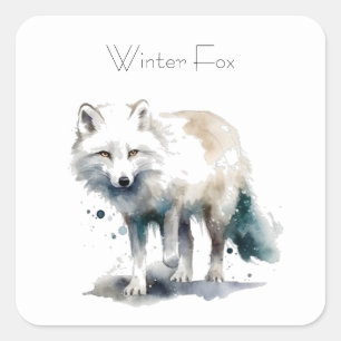 Pegatina Cuadrada Belleza ártica: personalizado de Winter Fox