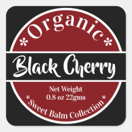 Pegatina Cuadrada Belleza de cerezo negro rojo orgánico