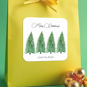 Pegatina Cuadrada Belleza del campo en vacaciones de invierno blanco