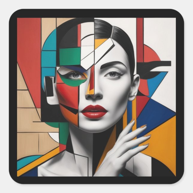 Pegatina Cuadrada Belleza En El Arte (Anverso)