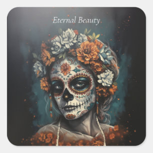 Pegatina Cuadrada Belleza Eterna, personalizada