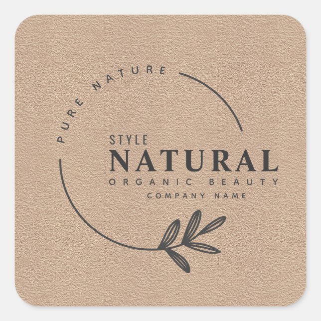 Pegatina Cuadrada Belleza orgánica y cosmética foliar (Anverso)