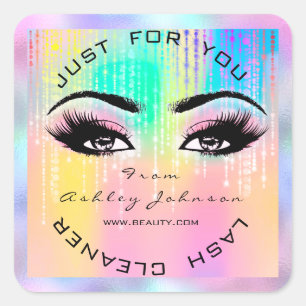 Pegatina Cuadrada Belleza rosa azota Perforaciones maquillaje Hologr
