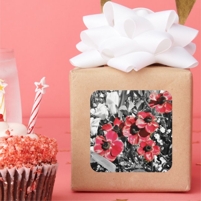 Pegatina Cuadrada Belleza selectiva - Flores de anémona (Fiesta)