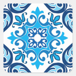 Pegatina Cuadrada 💙 🤍 bello azul - Azulejos blancos X,