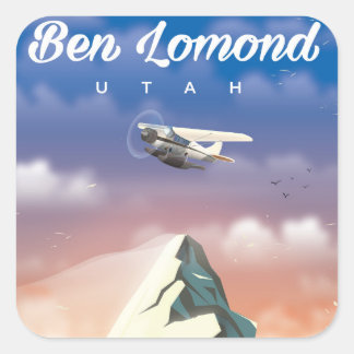 Pegatina Cuadrada Ben Lomond, afiche de viaje de Utah