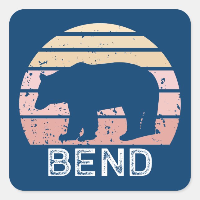 Pegatina Cuadrada Bend Retro Bear (Anverso)