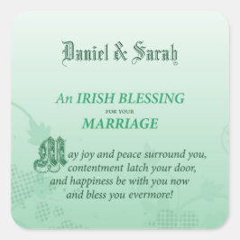 Pegatina Cuadrada Bendición de Felicitación de Boda Irlandesa