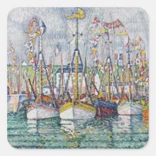 Pegatina Cuadrada Bendición de la flota del atún en Groix, 1923