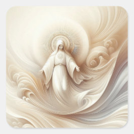 Pegatina Cuadrada Bendición de madre divina en medio de tonos blanco
