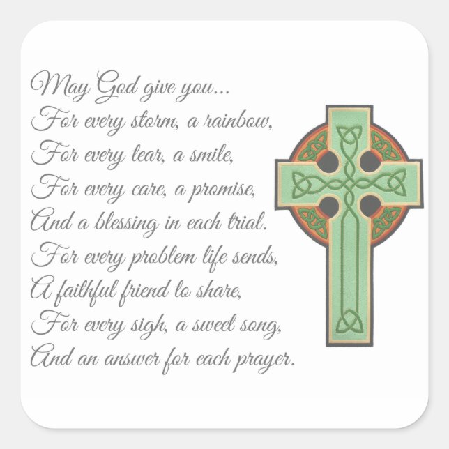 Pegatina Cuadrada Bendición irlandesa II (Anverso)
