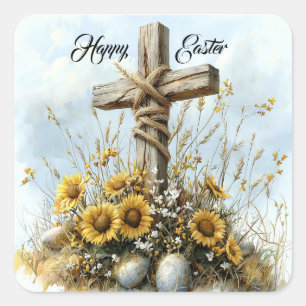 Pegatina Cuadrada Bendiciones alegres de Pascua
