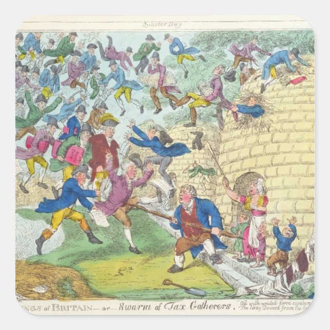 Pegatina Cuadrada Bendiciones de Gran Bretaña - o enjambre de impues (Anverso)