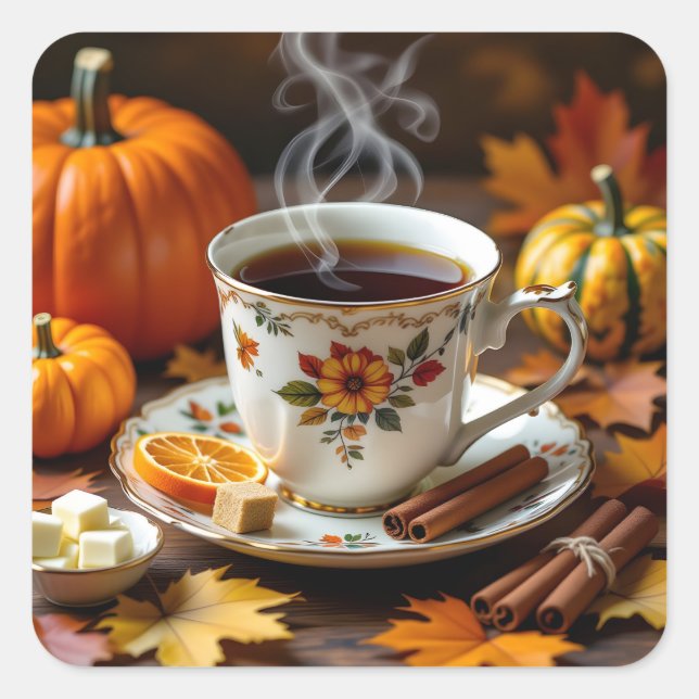 Pegatina Cuadrada Bendiciones de un dulce otoño  (Anverso)