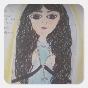 Pegatina Cuadrada Bendita madre llena de oraciones