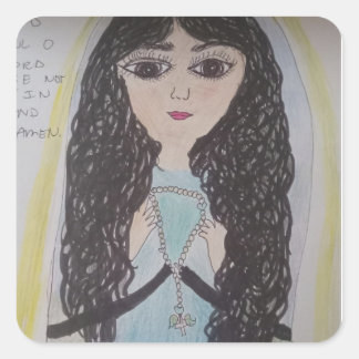 Pegatina Cuadrada Bendita madre llena de oraciones