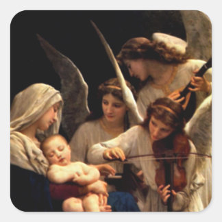 Pegatina Cuadrada Bendita Virgen María y Niño Jesús
