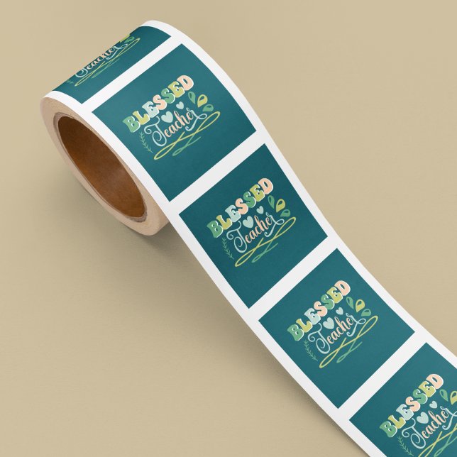 Pegatina Cuadrada Bendito profesor de vuelta al diseño escolar (Subido por el creador)