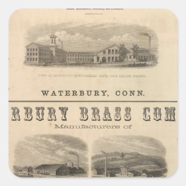 Pegatina Cuadrada Benedict y Burnham Manufacturing Company (Anverso)