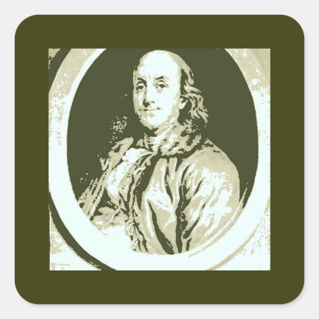 Pegatina Cuadrada Benjamin Franklin (Anverso)