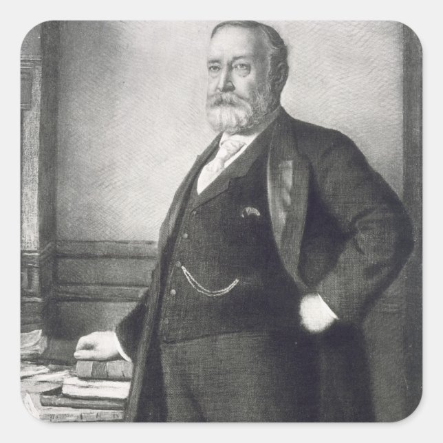 Pegatina Cuadrada Benjamin Harrison (1833-1901), 23° Presidente de (Anverso)